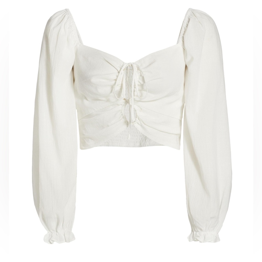 ASTR The Label Fremont Lace-Up Cotton Crop Top M